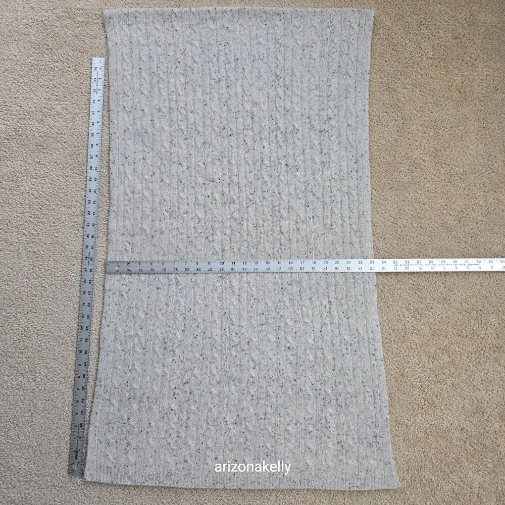 Speckled Cashmere Cable Knit Creme Oversized Scarf
